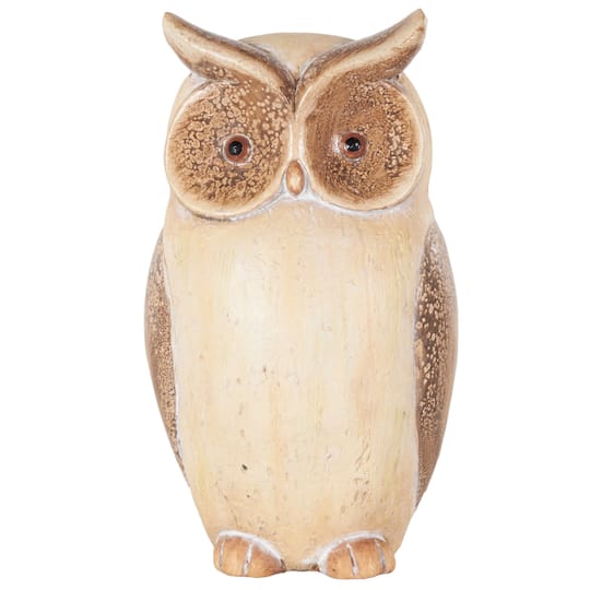 14.75" Cream & Brown MGO Owl Garden Sculpture